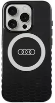 Audi IML Big Logo MagSafe Dėklas Apple iPhone 15 Pro 6.1″ juodos spalvos hardcase AU-IMLMIP15P-Q5/D2-BK