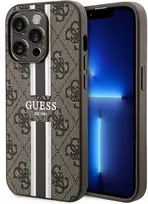 Apple iPhone 15 Pro Guess dėklas 4G Printed Stripes MagSafe (GUHMP15LP4RPSW) rudos spalvos