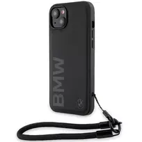 Apple iPhone 13 / 14 / 15 BMW dėklas Signature odinis Wordmark Cord (BMHCP15S23RMRLK) juodos spalvos