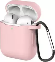 Hurtel Silikoninis AirPods 1/2 dėklas su karabinu – rožinis