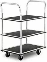 MSW Transportavimo lentynų vežimėlis su rankenomis, 3 lentynos iki 150 kg, 72 x 43 cm