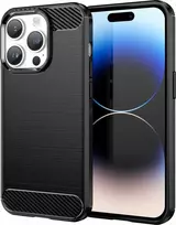 Hurtel Carbon Apple iPhone 14 Pro Max flexible gel back dėklas telefonui juodos spalvos