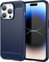 Hurtel Carbon Apple iPhone 14 Pro Max flexible gel back dėklas telefonui mėlynos spalvos