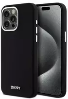 Apple iPhone 15 Pro Max DKNY dėklas Liquid Silicone Small Metal Logo MagSafe (DKHMP15XSMCHLK) juodos spalvos