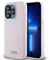 Apple iPhone 15 Pro DKNY dėklas Liquid Silicone Small Metal Logo MagSafe (DKHMP15LSMCHLP) rožinės spalvos
