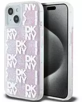 Apple iPhone 13 / 14 / 15 DKNY dėklas Liquid Glitter Multilogo (DKHCP15SLCPEPP) rožinės spalvos