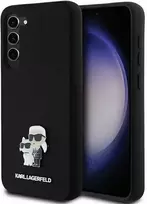 Samsung Galaxy S24 Plus Karl Lagerfeld silikoninis dėklas Karl&Choupette Metal Pin (KLHCS24MSMHKCNPK) juodos spalvos