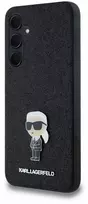 Samsung Galaxy A35 5G Karl Lagerfeld dėklas Fixed Glitter Ikonik Logo Metal Pin (KLHCSA35GKNPSK) juodos spalvos