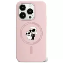 Karl Lagerfeld silikoninis Karl&Choupette Ring MagSafe Apple iPhone 15 Pro Max - dėklas telefonui rožinės spalvos
