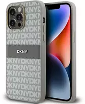 Apple iPhone 14 Pro DKNY dėklas odinis Mono Stripe & Metal Logo (DKHCP14LPRTHSLE) beige