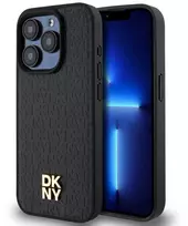 Apple iPhone 13 Pro DKNY odinis dėklas Pattern Metal Logo MagSafe (DKHMP13LPSHRPSK) juodos spalvos