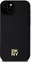 Apple iPhone 15 Plus / 14 Plus DKNY odinis dėklas Monogram Pattern Metal Logo MagSafe (DKHMP15MPSHRPSK) juodos spalvos
