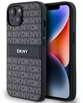 Apple iPhone 13 / 14 / 15 DKNY odinis dėklas Mono Stripe & Metal Logo (DKHCP14SPRTHSLK) juodos spalvos