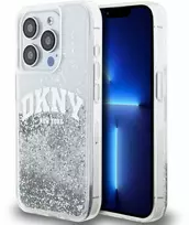 DKNY Liquid Glitter Arch Logo dėklas telefonui Apple iPhone 14 Pro skaidrus