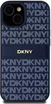Apple iPhone 13 / 14 / 15 DKNY odinis dėklas Mono Stripe & Metal Logo (DKHCP15SPRTHSLB) mėlynos spalvos