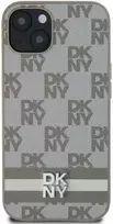 DKNY PU odinis languotas raštas ir dryžuotas dėklas Apple iPhone 13 rusvai gelsvas