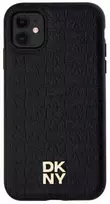 Apple iPhone 11 / XR DKNY odinis dėklas Monogram Pattern Metal Logo MagSafe (DKHMN61PSHRPSK) juodos spalvos