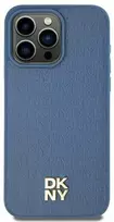 Apple iPhone 13 / 14 / 15 DKNY odinis dėklas Pattern Metal Logo MagSafe (DKHMP15SPSHRPSB) mėlynos spalvos