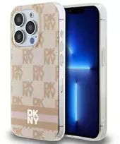 Apple iPhone 13 Pro Max DKNY dėklas IML Checkered Mono Pattern & Printed Stripes MagSafe (DKHMP13XHCPTSP) rožinės spalvos