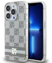 Apple iPhone 13 Pro Max DKNY dėklas IML Checkered Mono Pattern & Printed Stripes MagSafe (DKHMP13XHCPTSE) smėlio spalvos