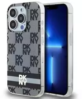 Apple iPhone 14 Pro Max DKNY dėklas IML Checkered Mono Pattern & Printed Stripes MagSafe (DKHMP14XHCPTSK) juodos spalvos