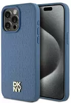 Apple iPhone 15 Pro Max DKNY odinis dėklas Monogram Pattern Metal Logo MagSafe (DKHMP15XPSHRPSB) mėlynos spalvos