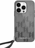 Apple iPhone 15 Pro Max Karl Lagerfeld dėklas IML Mono KL Pattern & Cord (KLHCP15XHKDPNSK) juodos spalvos