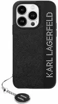 Apple iPhone 13 / 14 / 15 Karl Lagerfeld dėklas Saffiano Rhinestones & Charm (KLHCP15SPSAKDGCK) juodos spalvos