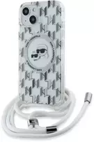 Apple iPhone 13 / 14 / 15 Karl Lagerfeld dėklas Liquid Glitter Karl Head MagSafe (KLHMP15SHCKCKLCT) skaidrus