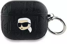 Apple AirPods 3 Karl Lagerfeld Cover Monogram Karl Head ausinių dėklas juodos spalvos