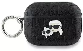 Apple AirPods Pro 2 Karl Lagerfeld Cover Monogram Karl & Choupette Head ausinių dėklas juodos spalvos