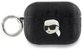 Apple AirPods Pro 2 Karl Lagerfeld Cover Monogram Karl Head ausinių dėklas juodos spalvos
