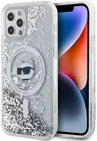 Karl Lagerfeld Liquid Glitter Choupette Head MagSafe Apple iPhone 12 / 12 Pro - dėklas telefonui skaidrus