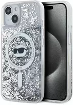 Karl Lagerfeld Liquid Glitter Choupette Head MagSafe Apple iPhone 15 Plus / 14 Plus - dėklas telefonui skaidrus