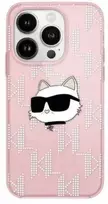 Apple iPhone 14 Pro Max Karl Lagerfeld dėklas IML Choupette Head & Monogram (KLHCP14XHKLPCHP) rožinės spalvos