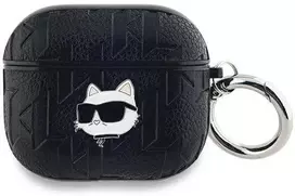 Apple AirPods 3 Karl Lagerfeld Cover Monogram Choupette Head ausinių dėklas juodos spalvos