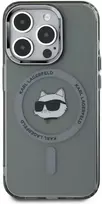 Karl Lagerfeld IML Choupette Head Metal Frame MagSafe dėklas telefonui Apple iPhone 15 Pro Max juodos spalvos