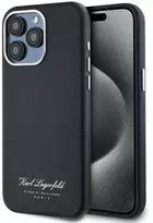 Karl Lagerfeld Grained PU Hotel RSG dėklas telefonui Apple iPhone 15 Pro juodos spalvos