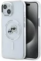 Karl Lagerfeld IML K&CH Heads Metal Frame MagSafe dėklas telefonui Apple iPhone 15 skaidrus
