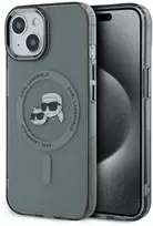 Karl Lagerfeld IML K&CH Heads Metal Frame MagSafe dėklas telefonui Apple iPhone 15 juodos spalvos
