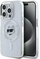 Karl Lagerfeld KLHMP14XHLSCHH Apple iPhone 14 Pro Max 6.7" dėklas telefonui baltos spalvos IML Metal Choupette Head MagSafe