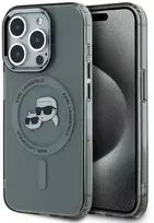 Karl Lagerfeld IML K&CH Heads Metal Frame MagSafe dėklas telefonui Apple iPhone 15 Pro Max juodos spalvos