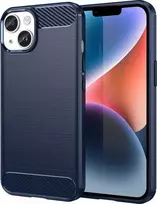 Hurtel Carbon Apple iPhone 14 Plus flexible gel back dėklas telefonui mėlynos spalvos