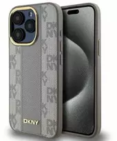 DKNY PU odos languoto dizaino „MagSafe“ dėklas, skirtas „Apple iPhone 15 Pro“ telefonui (pilkas)