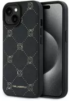 Karl Lagerfeld PU Karl Heads Pattern MagSafe dėklas telefonui Apple iPhone 15 juodos spalvos