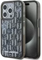 Karl Lagerfeld Liquid Glitter Monogram Gradient dėklas telefonui Apple iPhone 15 Pro juodos spalvos