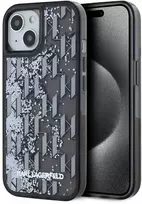 Karl Lagerfeld Liquid Glitter Monogram Gradient dėklas telefonui Apple iPhone 15 juodos spalvos