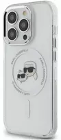 Karl Lagerfeld IML K&CH Heads Metal Frame MagSafe dėklas telefonui Apple iPhone 15 Pro Max skaidrus