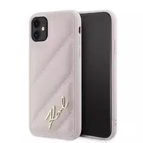 Apple iPhone 11 / XR Karl Lagerfeld Diagonal Quilted Script (KLHCN61PQDSMGP) dėklas telefonui rožinės spalvos