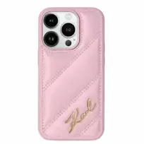 Apple iPhone 14 Pro Max Karl Lagerfeld Diagonal Quilted Script (KLHCP14XPQDSMGP) dėklas telefonui rožinės spalvos
